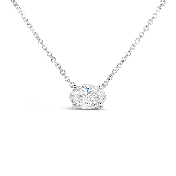 1.53CT Oval Lab Diamond Solitaire Necklace by LAB DIAMONDS