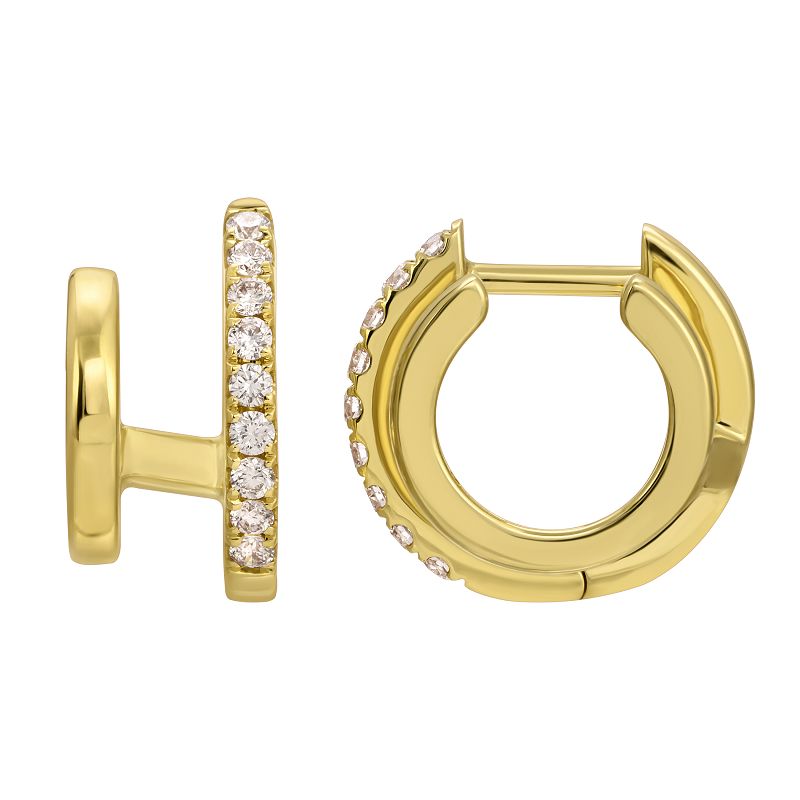Double Huggie Diamond Gold Earrings - SHOPKURY.COM