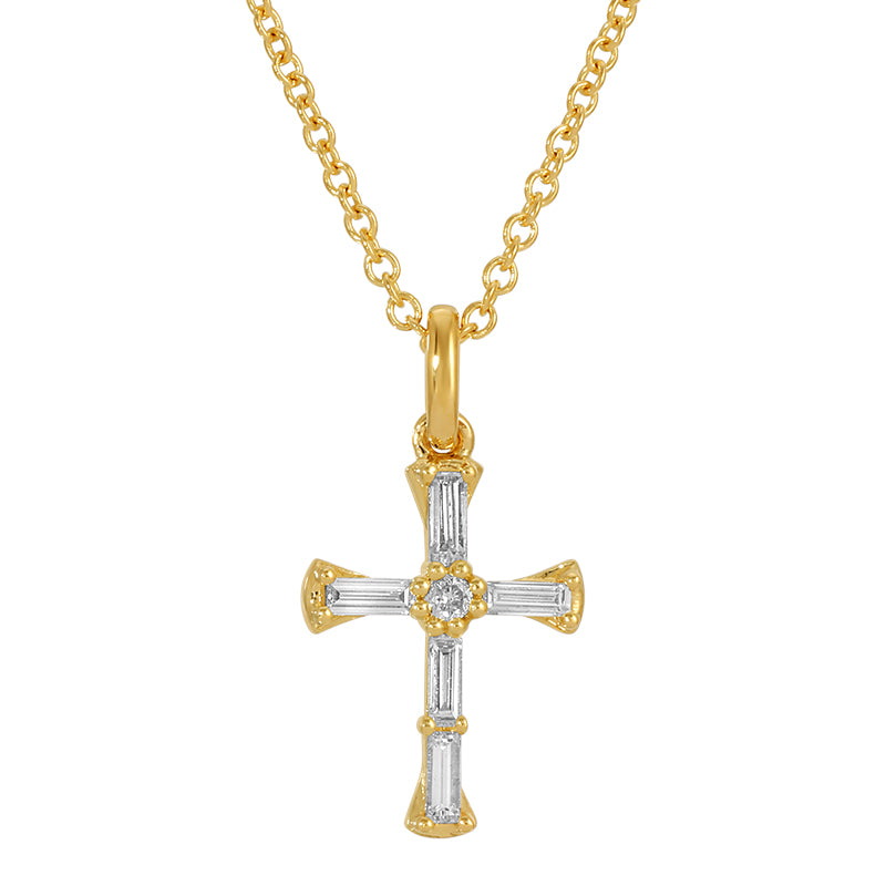 Baguette Diamonds Cross Necklace by KURY COLLECTION