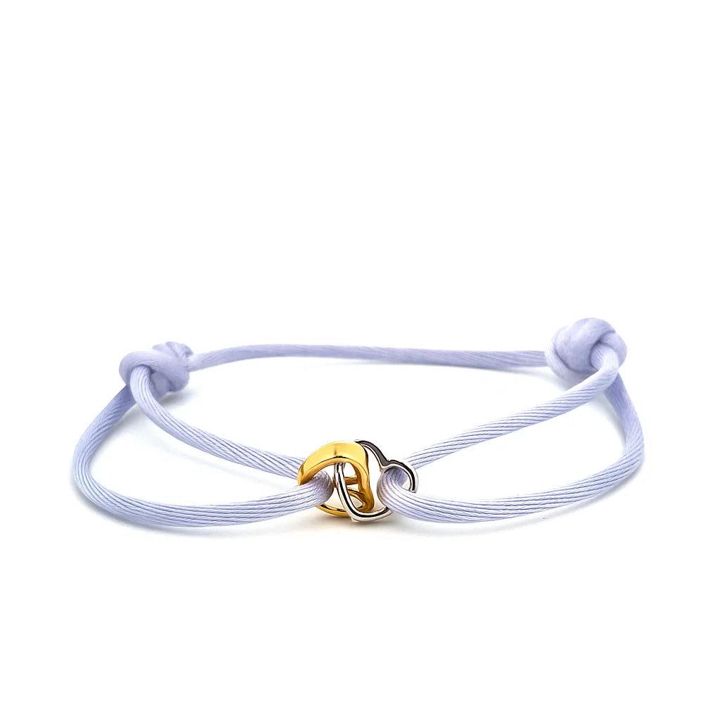 Heart To Heart Two Tone Links Cord Bracelet - SHOPKURY.COM