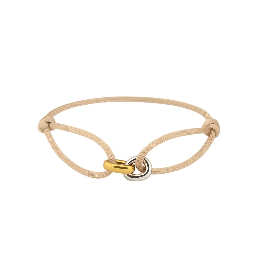 Connected Two Tone Links Cord Bracelet - SHOPKURY.COM