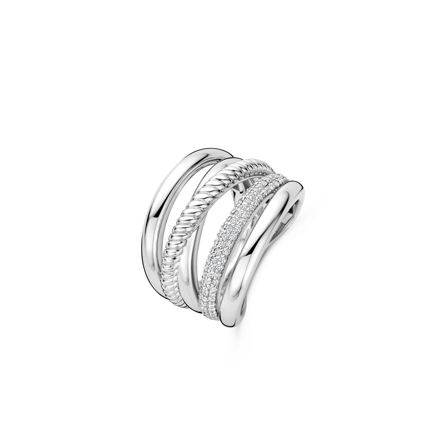 Crossover Trilogy Silver Wide Ring by TI SENTO