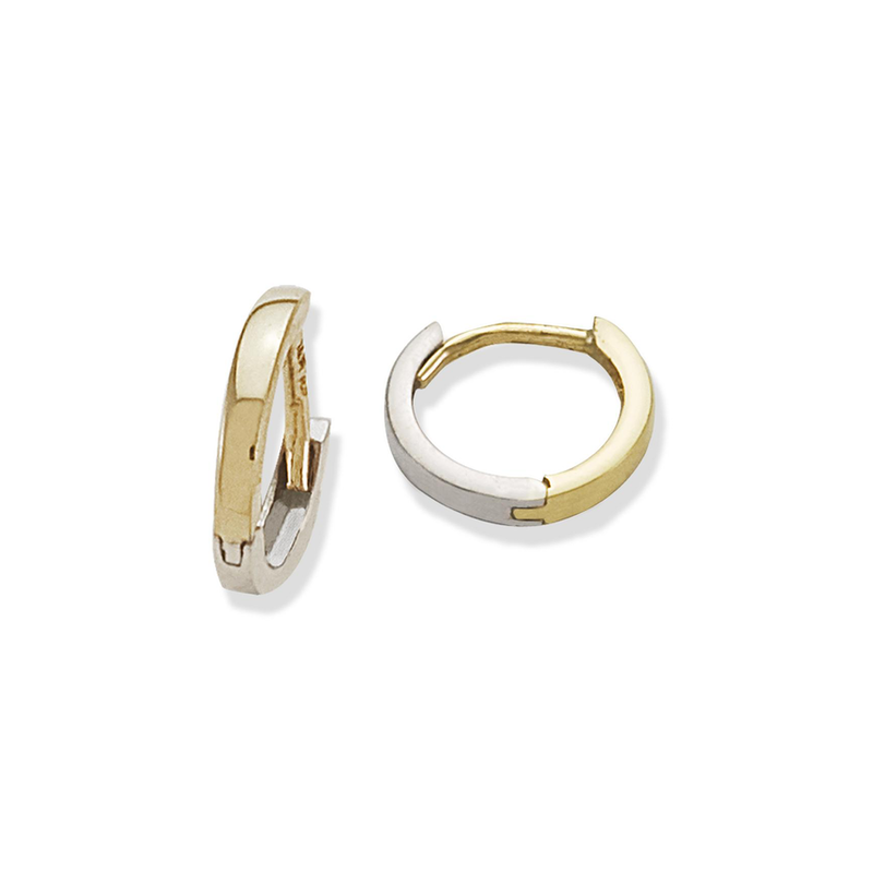 Reversible Two Tone Gold Huggie Earrings - SHOPKURY.COM