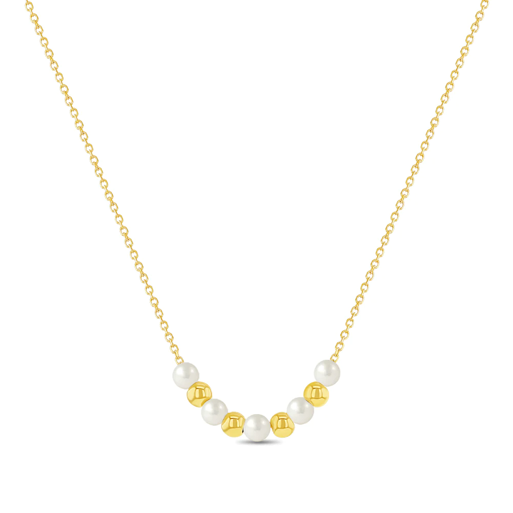 Pearl and Gold Bead Kids Necklace - SHOPKURY.COM