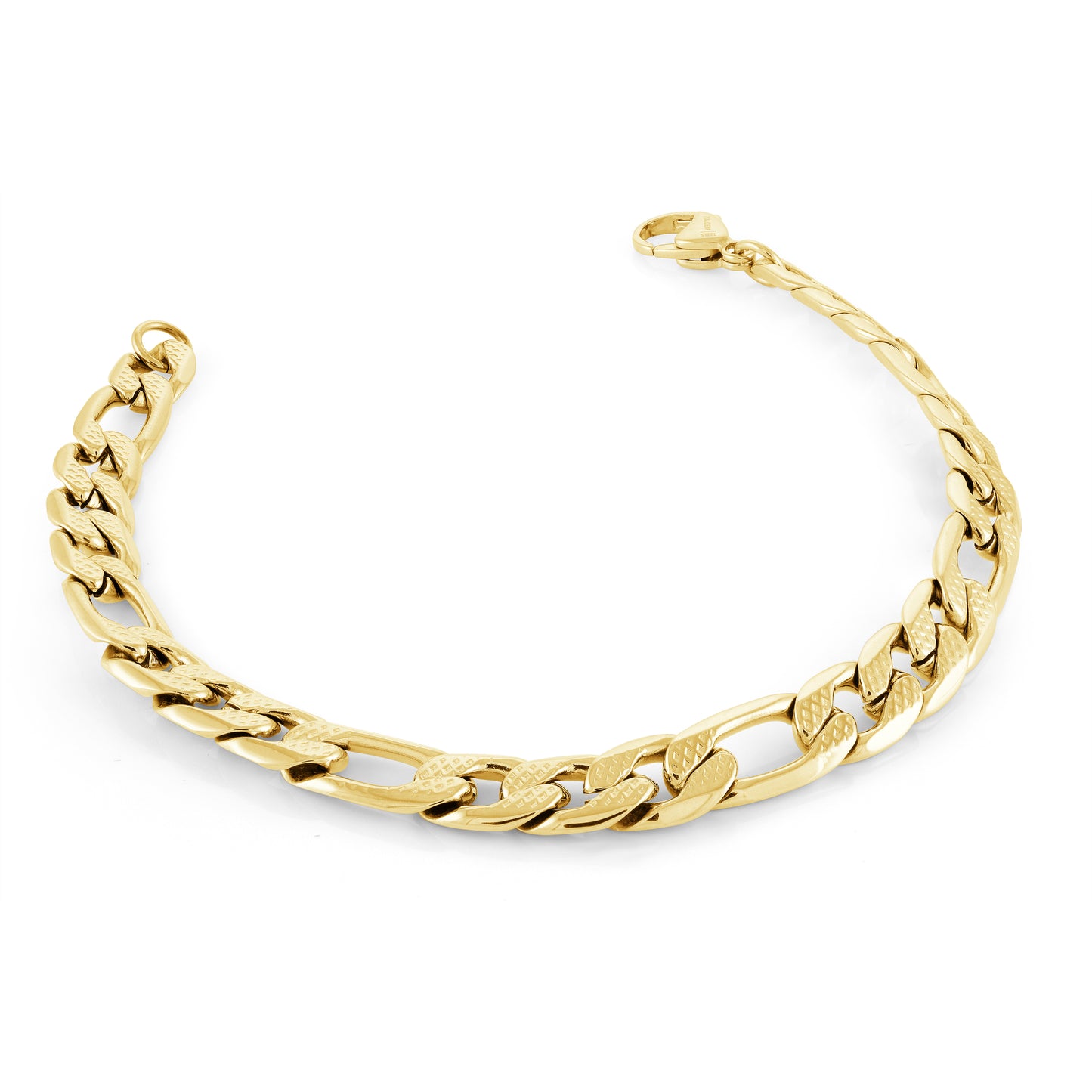 Diamond cut 7mm Figaro Bracelet - SHOPKURY.COM