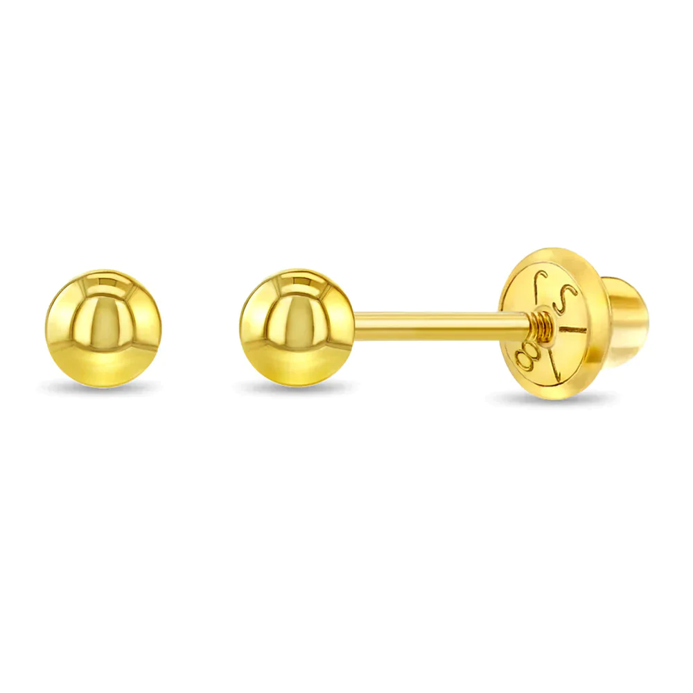 18K Classic 3MM Ball Earrings - SHOPKURY.COM