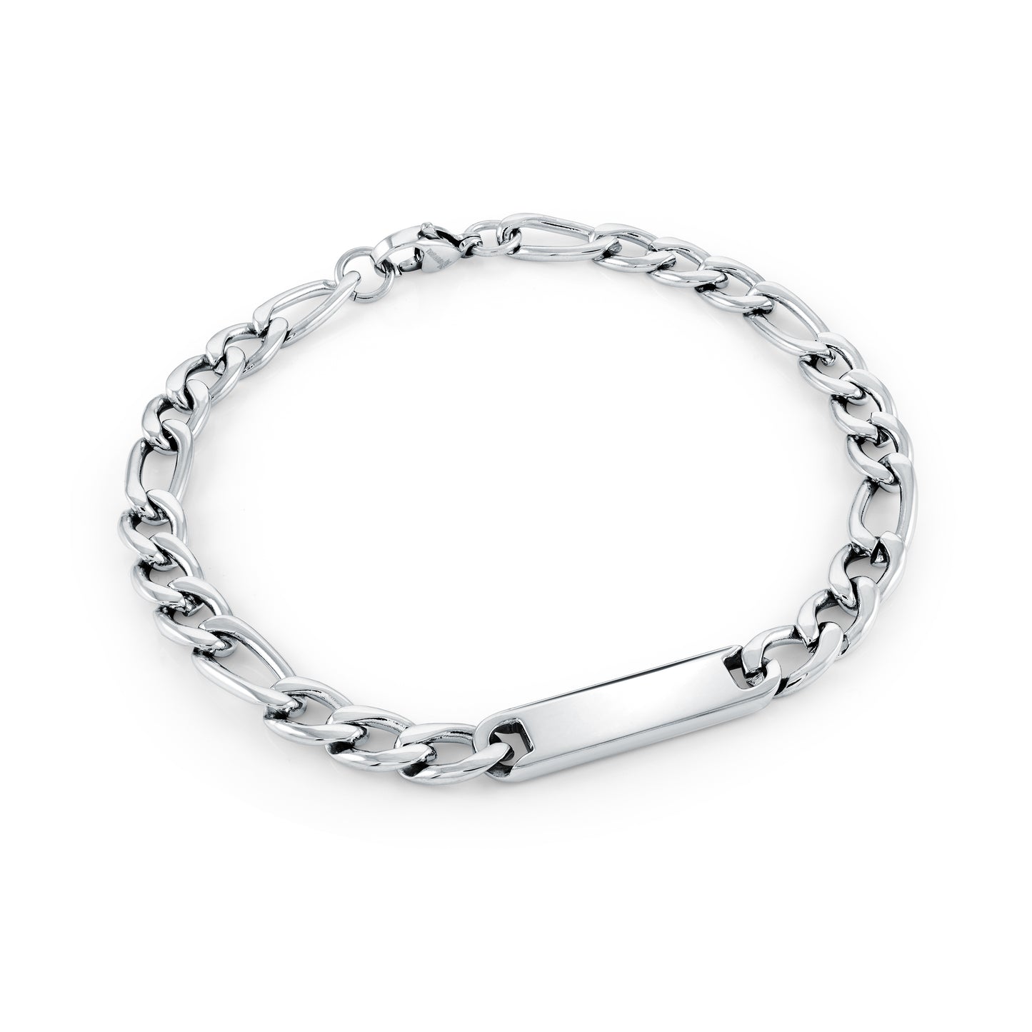 Polished Figaro Link 6mm Bracelet - SHOPKURY.COM