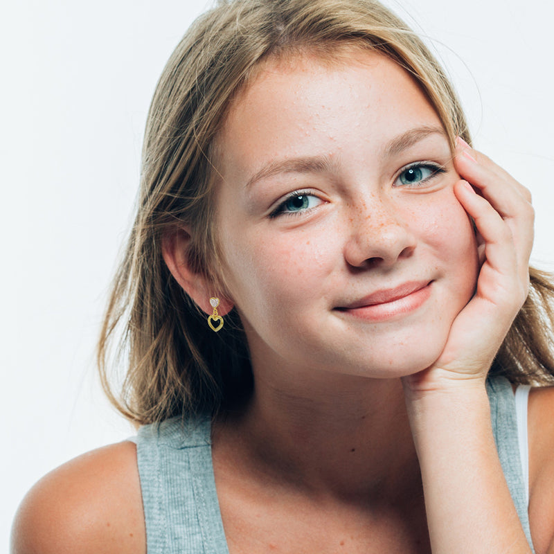 Heart to Heart Clear CZ Dangle Earrings - SHOPKURY.COM