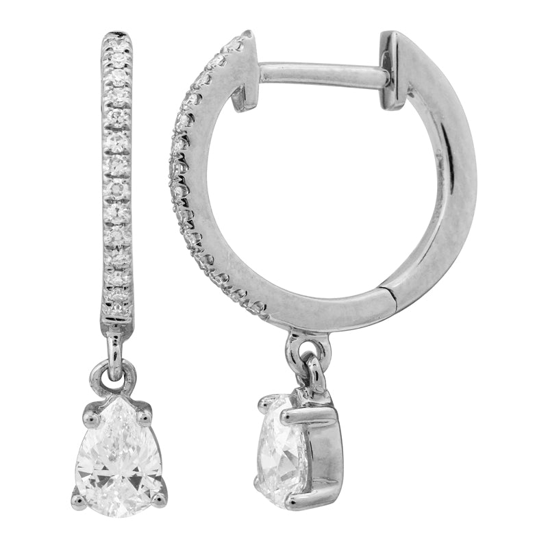 .44CT Diamonds Pear Dangle Huggie Earrings 12MM - SHOPKURY.COM