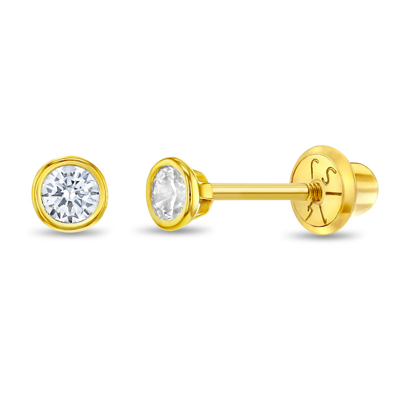 3MM Bezel Set Zirconia Kids Earrings - SHOPKURY.COM