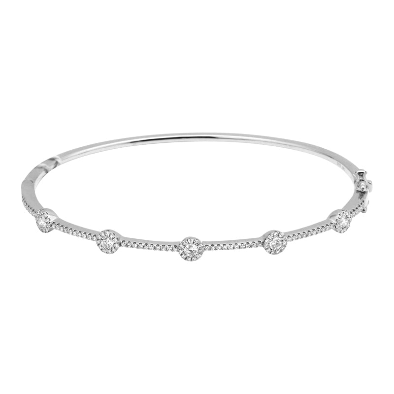 Round Diamonds Bangle Bracelet in White Gold by KURY COLLECTION