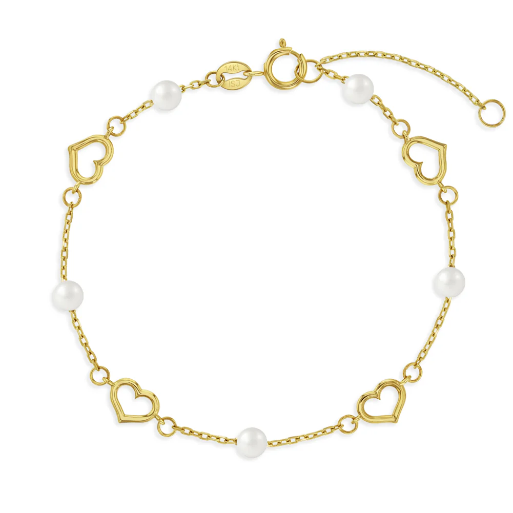 Pearls and Open Hearts Kids Bracelet - SHOPKURY.COM