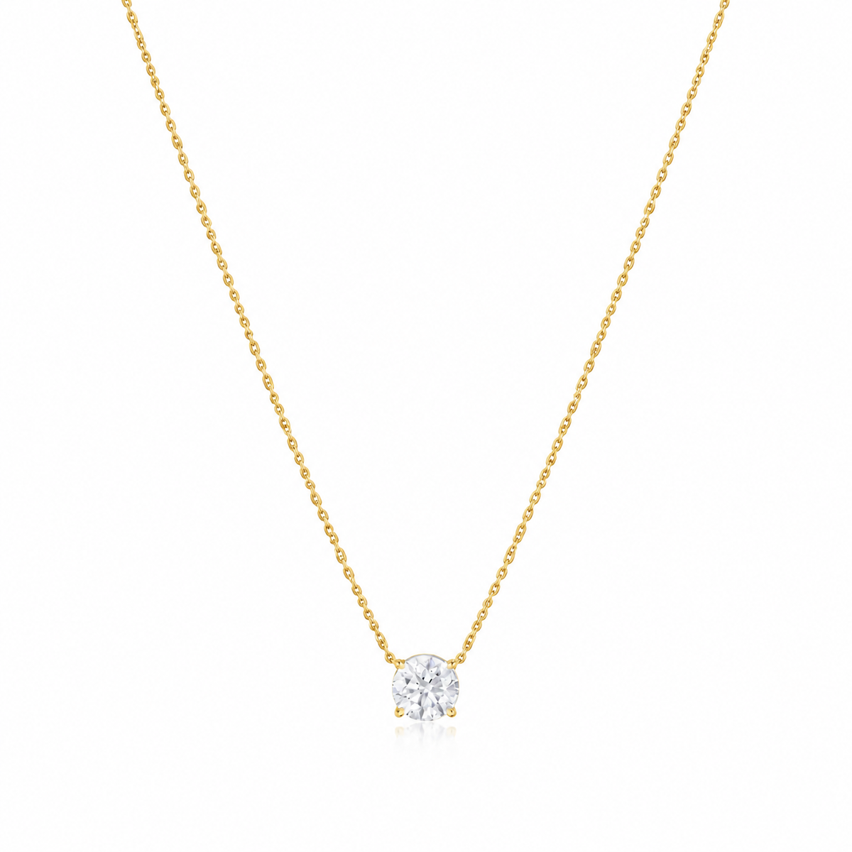 1.50 CT Round Lab Diamond Solitaire Yellow Gold Necklace by LAB DIAMONDS
