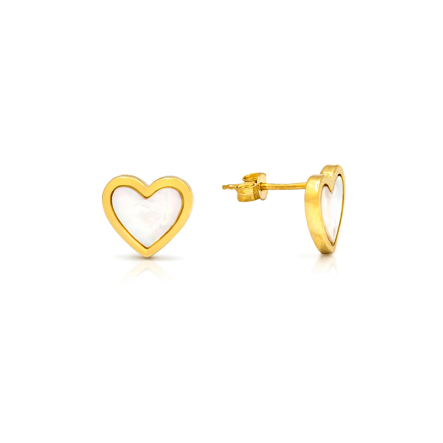 Mother Pearl Heart Stud Earrings - SHOPKURY.COM