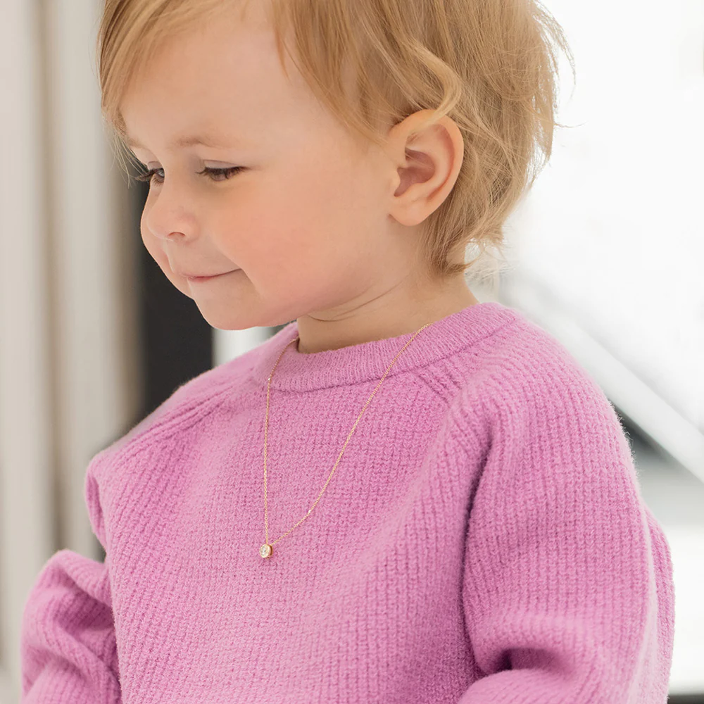 Clear Hidden Halo CZ Girls Necklace - SHOPKURY.COM