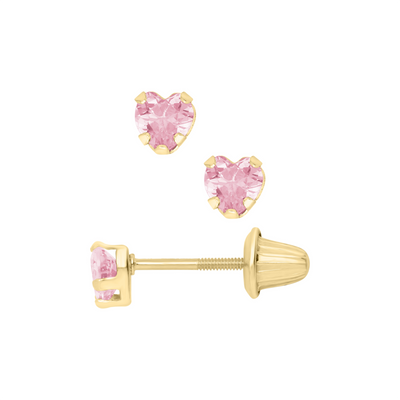 Pink Zirconia Heart Stud Earrings - SHOPKURY.COM