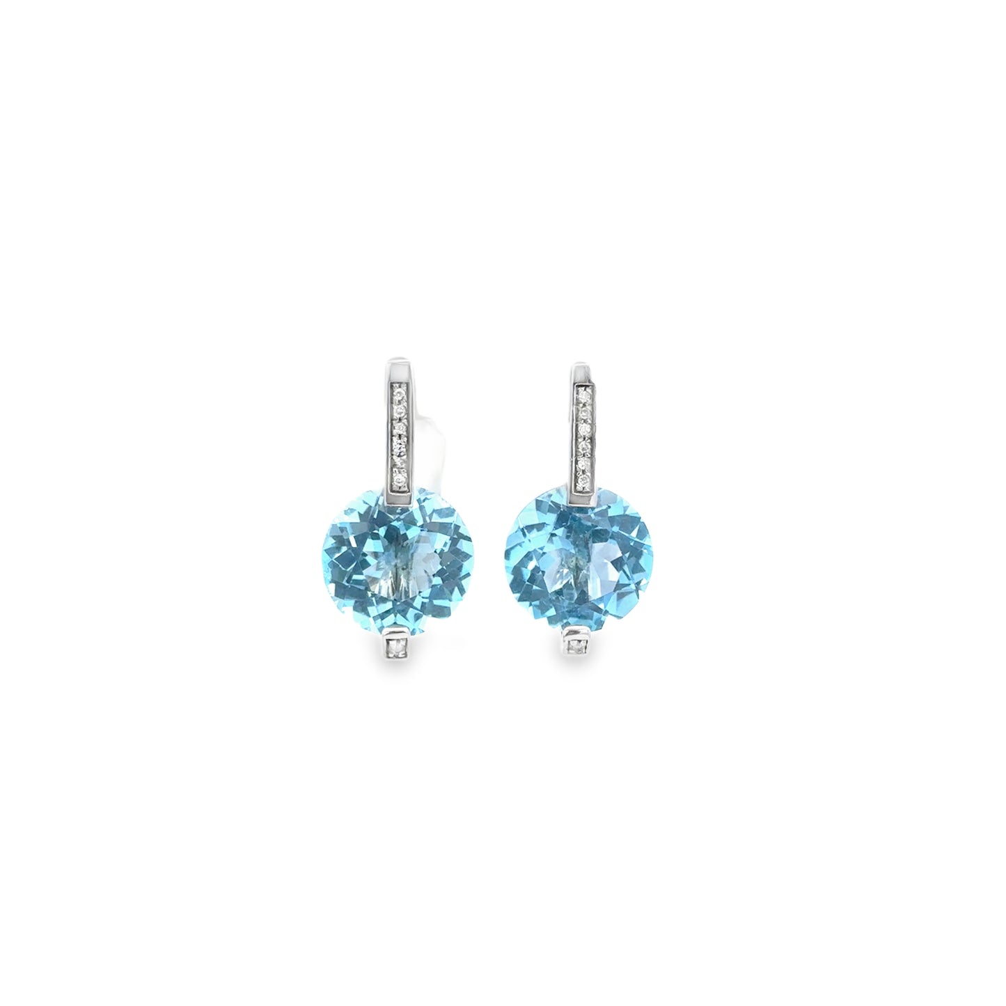 Glitter Drops Blue Topaz Stud Earrings w/Diamonds - SHOPKURY.COM