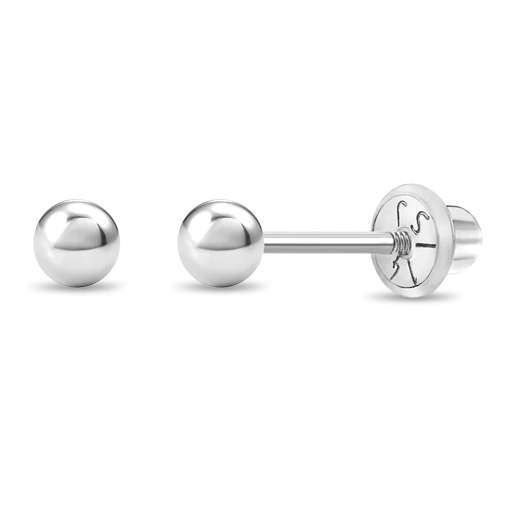 Kids White Gold 3MM Ball Earrings - SHOPKURY.COM