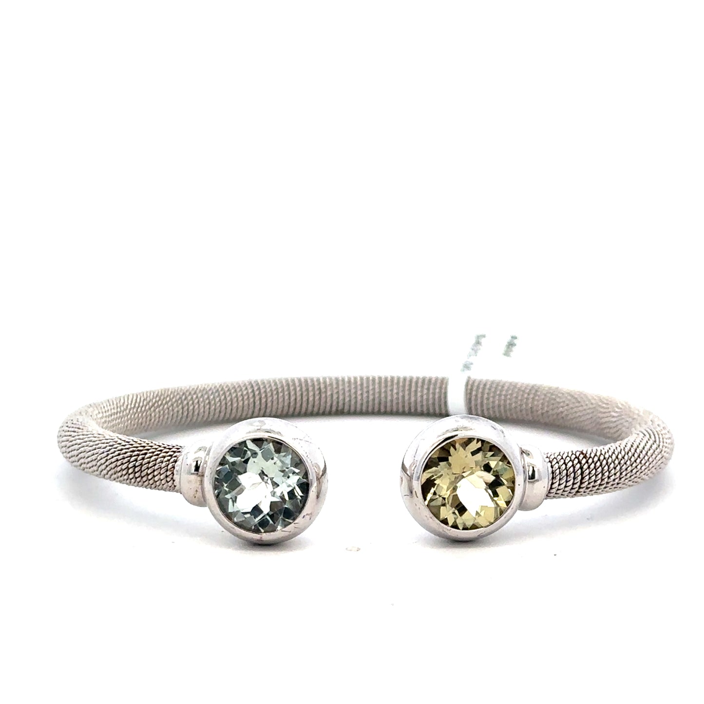 Open Bangle Bracelet with Green and Blue Stones - SHOPKURY.COM