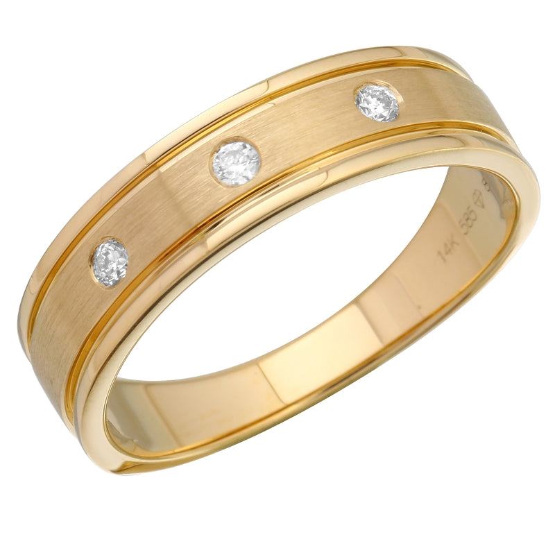 Brushed and Polished Edges Diamond Ring - SHOPKURY.COM