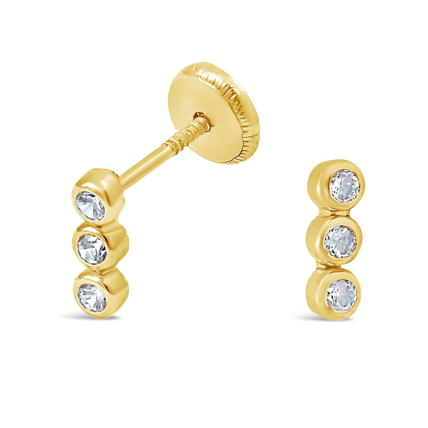 Bezel Zirconia Line Stud Earrings - SHOPKURY.COM