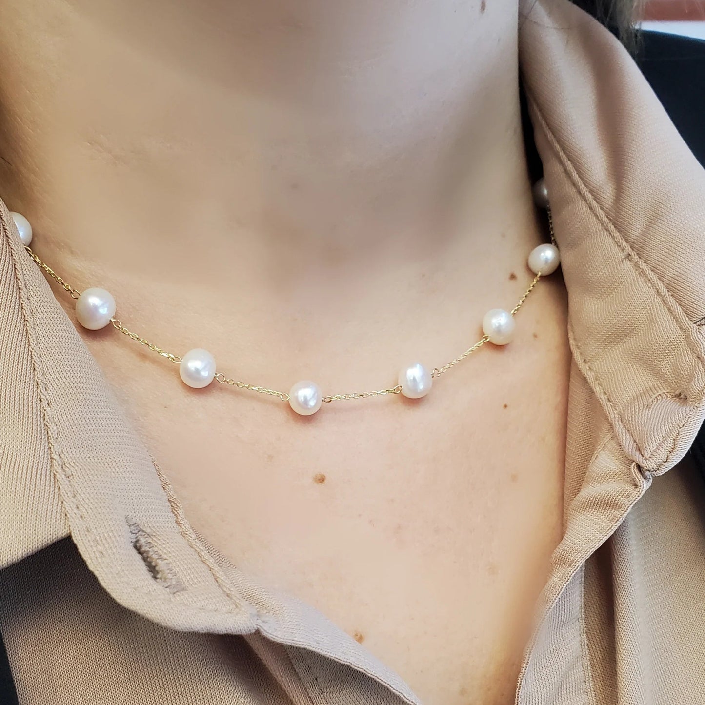 7MM Pearl Stations 18'' Necklace - SHOPKURY.COM