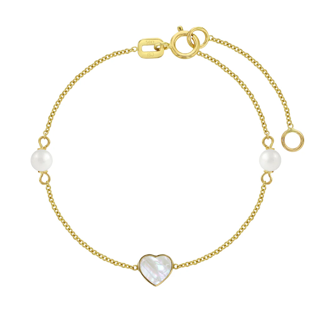 Mother Pearl Heart and Pearls Kids Bracelet - SHOPKURY.COM