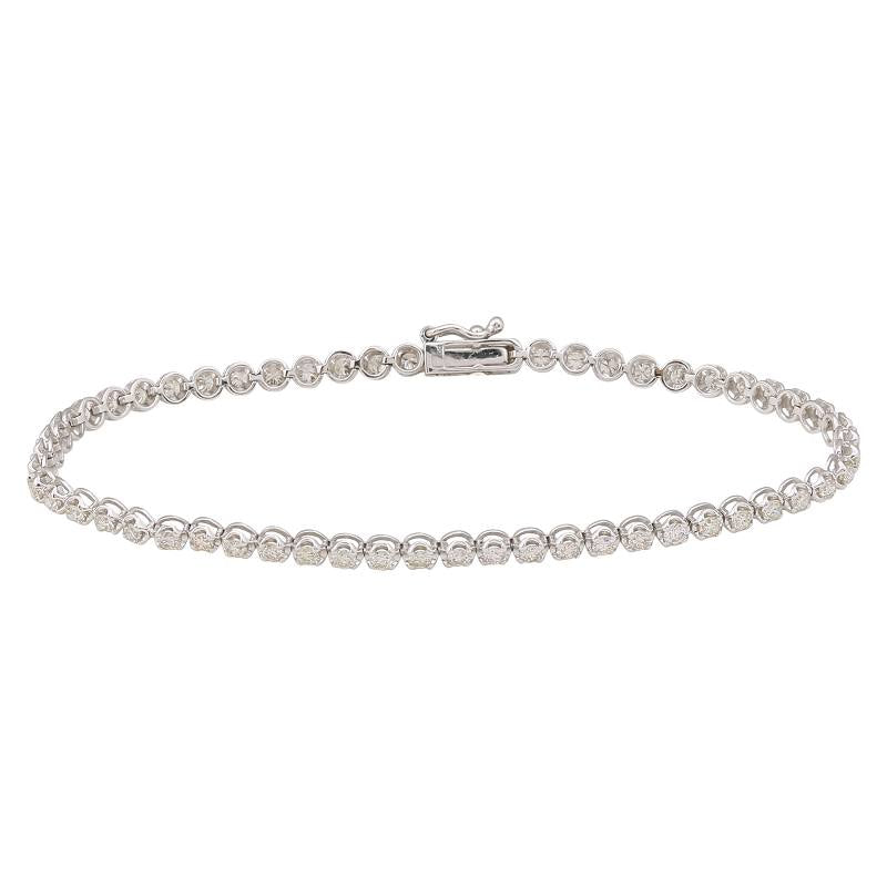 .83CT Round Cut Diamond Tennis Bracelet in Cupcake Setting - White Gold by KURY COLLECTION