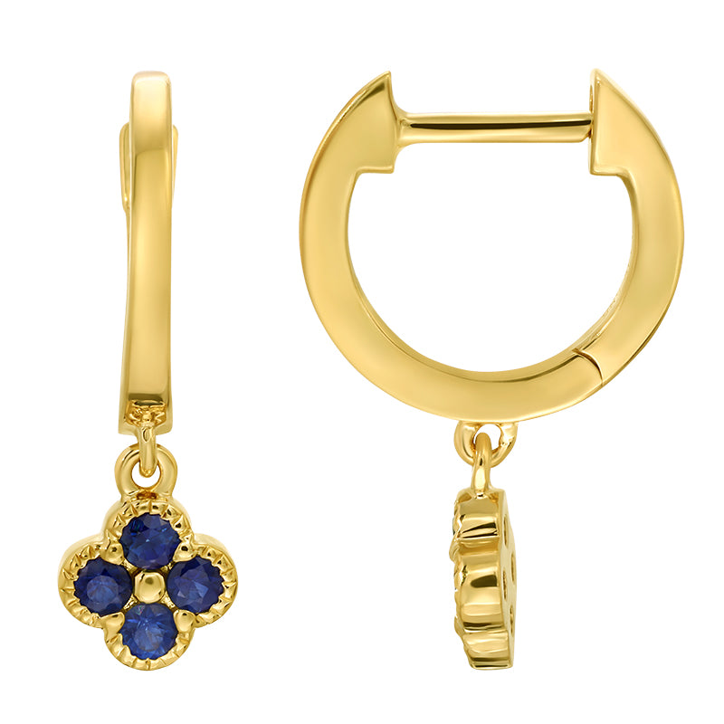 Clover Sapphires Dangle 10MM Huggie Earrings - SHOPKURY.COM