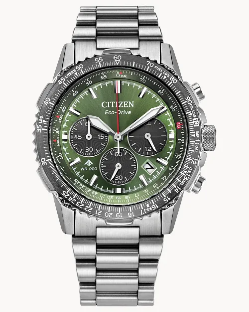 Promaster Navihawk Chronograph Green Dial Watch by CITIZEN