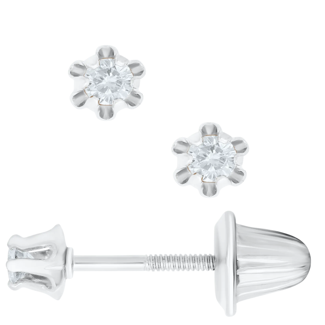 .08ct Diamond Stud Earrings 14K by KIDDIE 4 KIDS