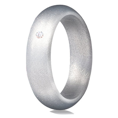 Silver Silicone Zirconia Ring - SHOPKURY.COM
