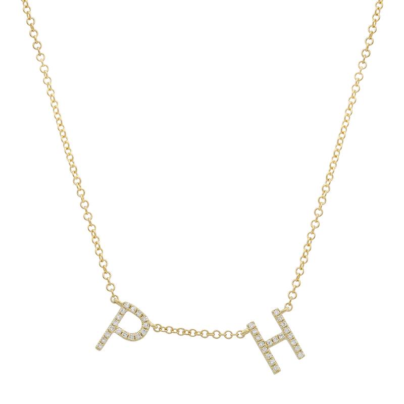 Custom Diamond Initials 7MM Necklace by KURY COLLECTION