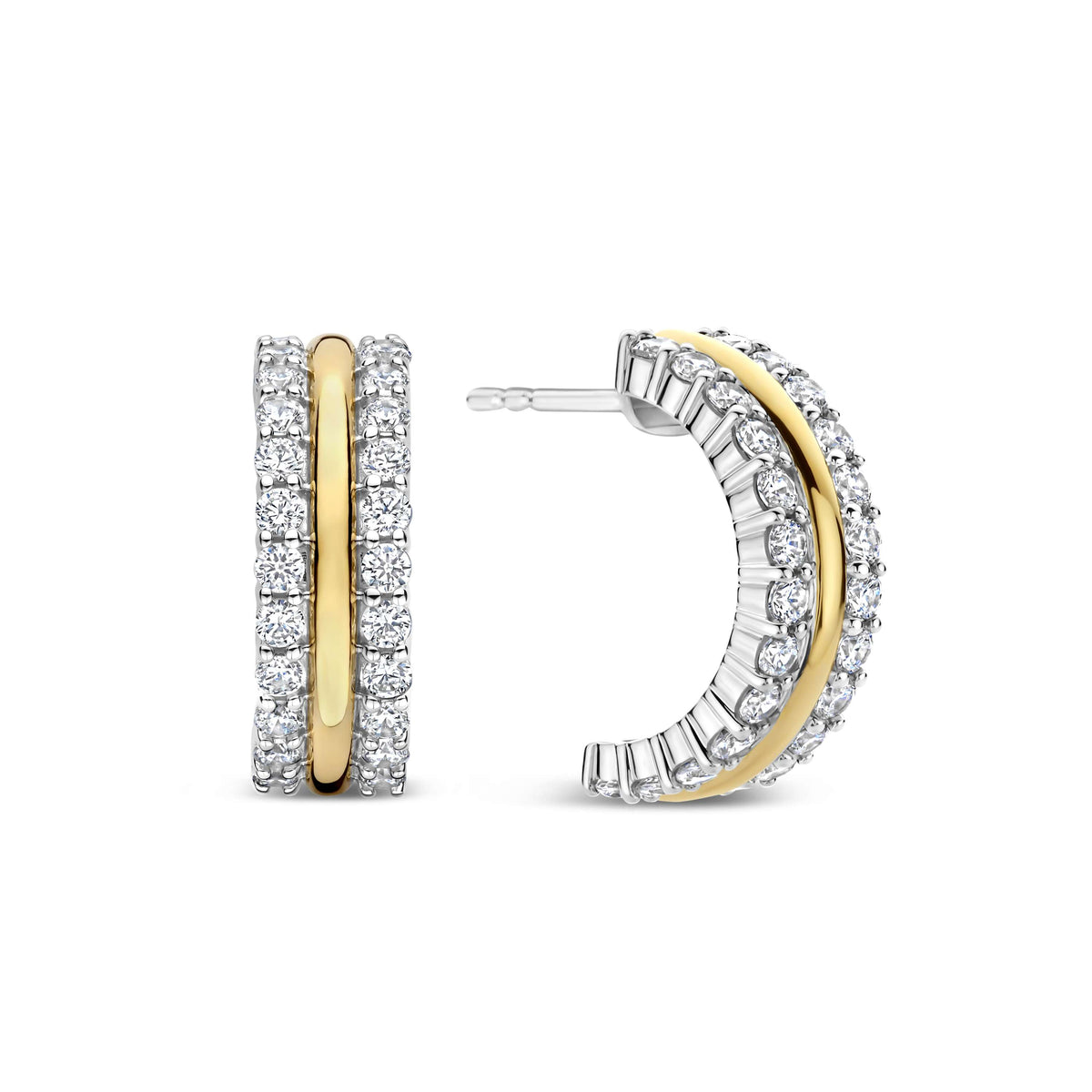 Double Radiance Half Huggie Earrings by TI SENTO