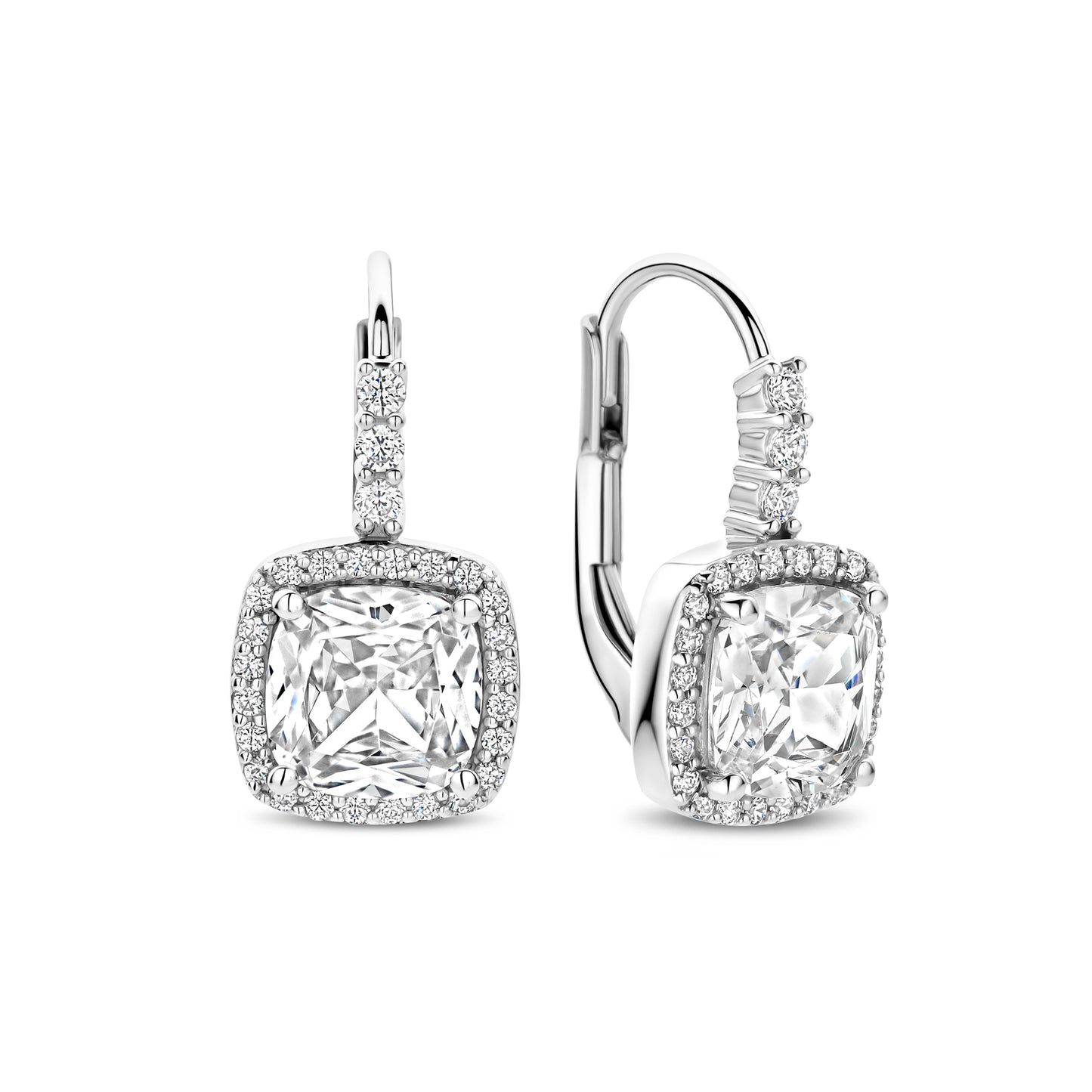 Cushion Halo Leverback Earrings - SHOPKURY.COM