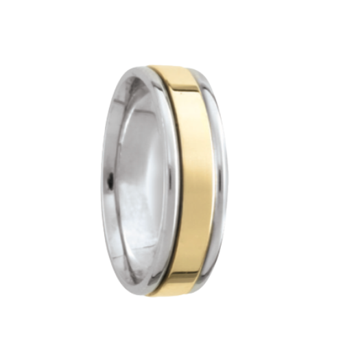 White Center Yellow Edges Wedding Band by KURY BRIDAL