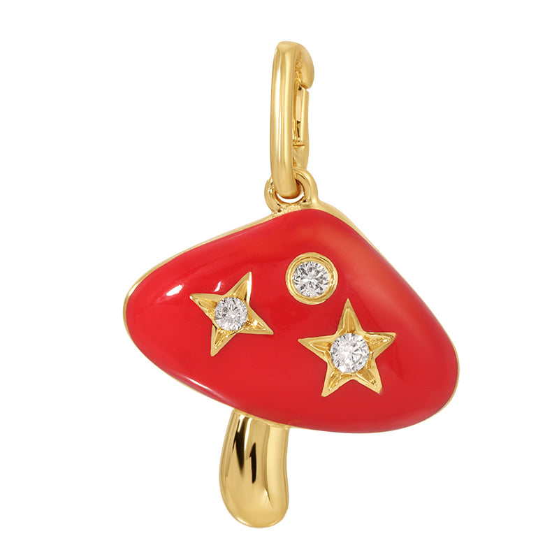 Red Mushroom and Diamonds Pendant - SHOPKURY.COM