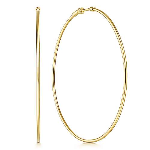 70mm Yellow Gold Hoop Earrings - SHOPKURY.COM