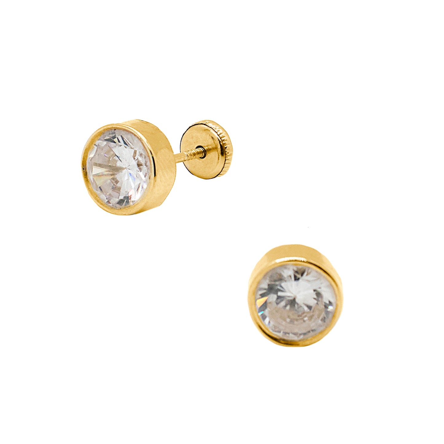 Bezel Set Zirconia 7MM Stud Earrings - SHOPKURY.COM