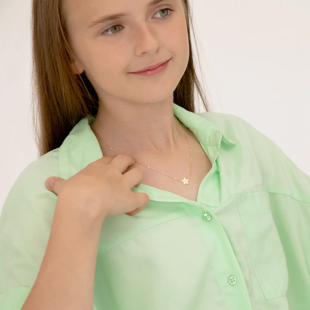 Polished Star Flat Kids Necklace - Engravable - SHOPKURY.COM
