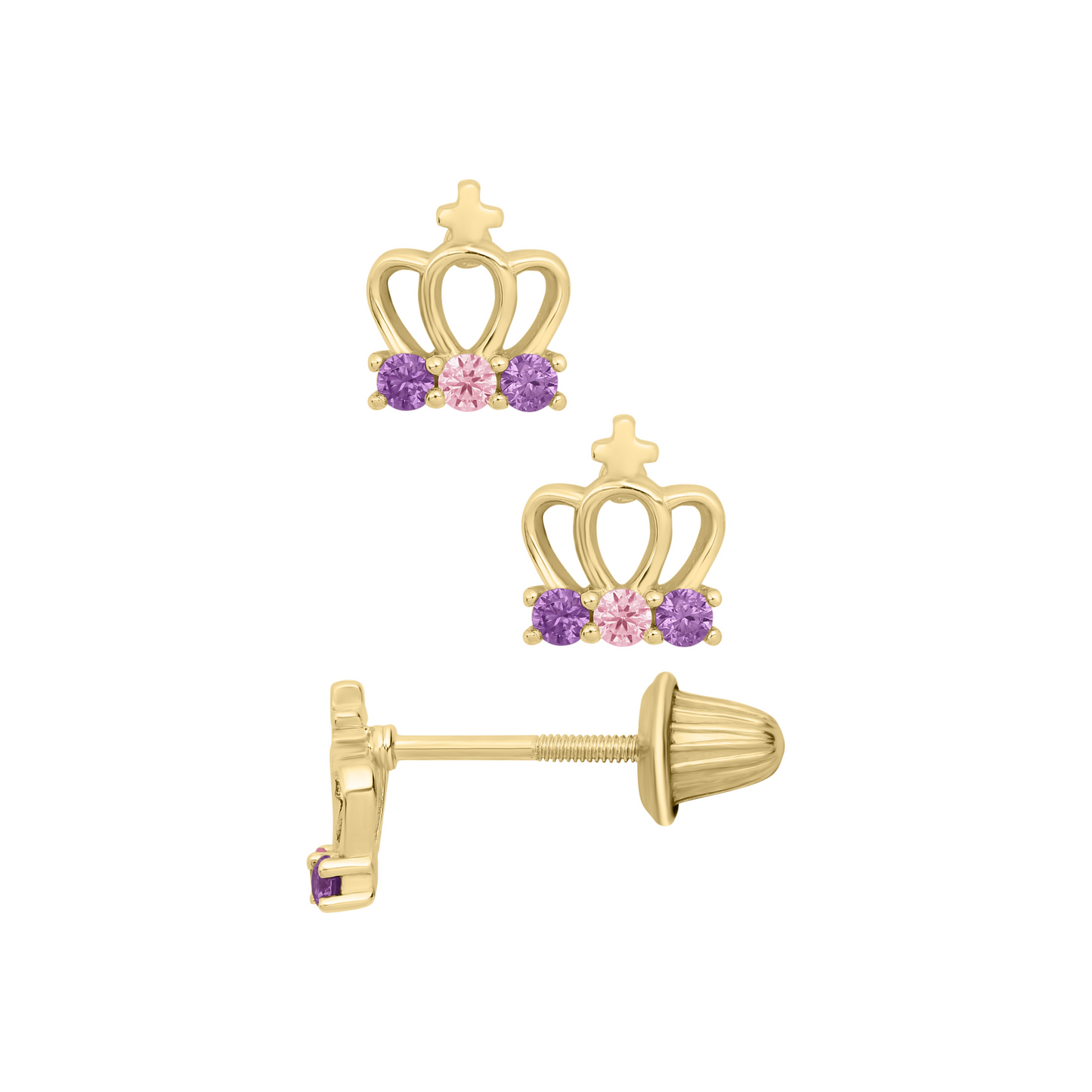 Crown Pink/Purple Stud Earrings - SHOPKURY.COM