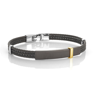 Black Matte 18k ID Steel Bracelet - SHOPKURY.COM