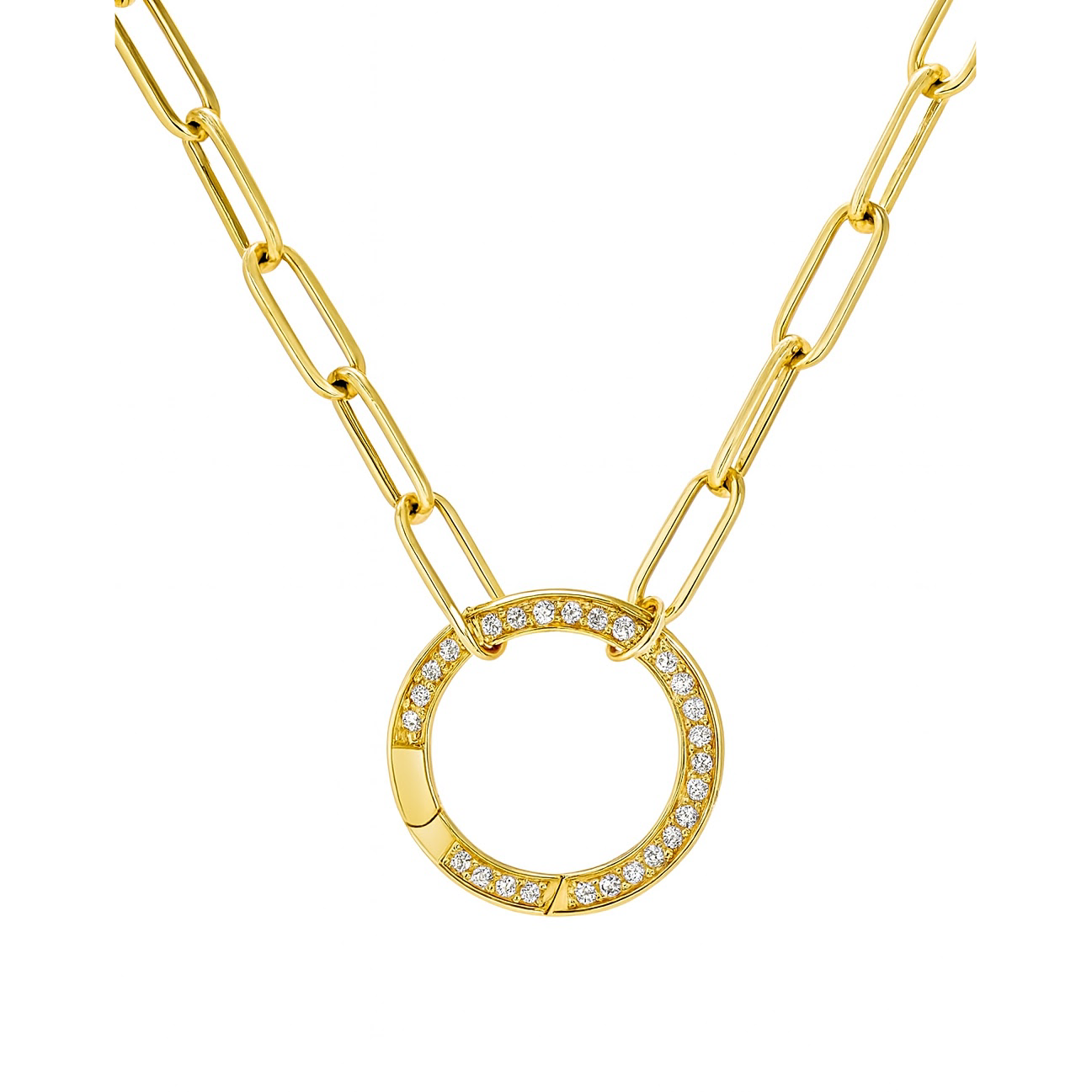Paperclip Chain with Diamond Charm Carrier - SHOPKURY.COM