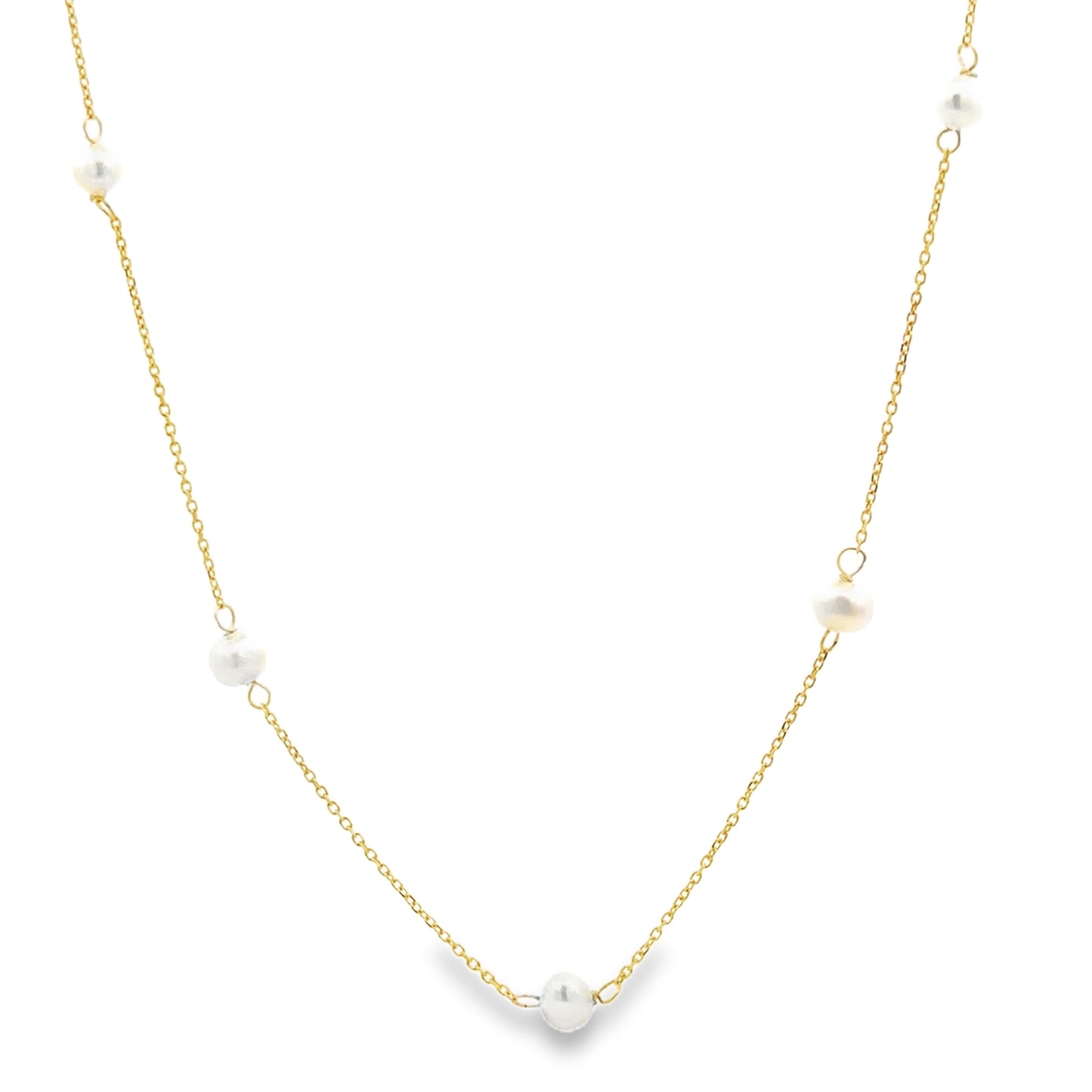 3.5MM Freshwater Pearl Stations Necklace - 16'' - SHOPKURY.COM