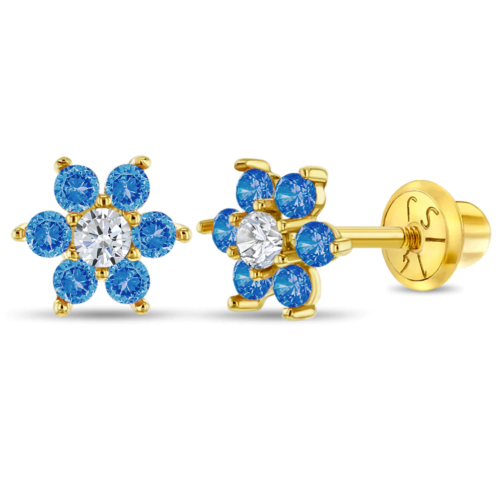 Aqua Blue Flower Kids Earrings - SHOPKURY.COM