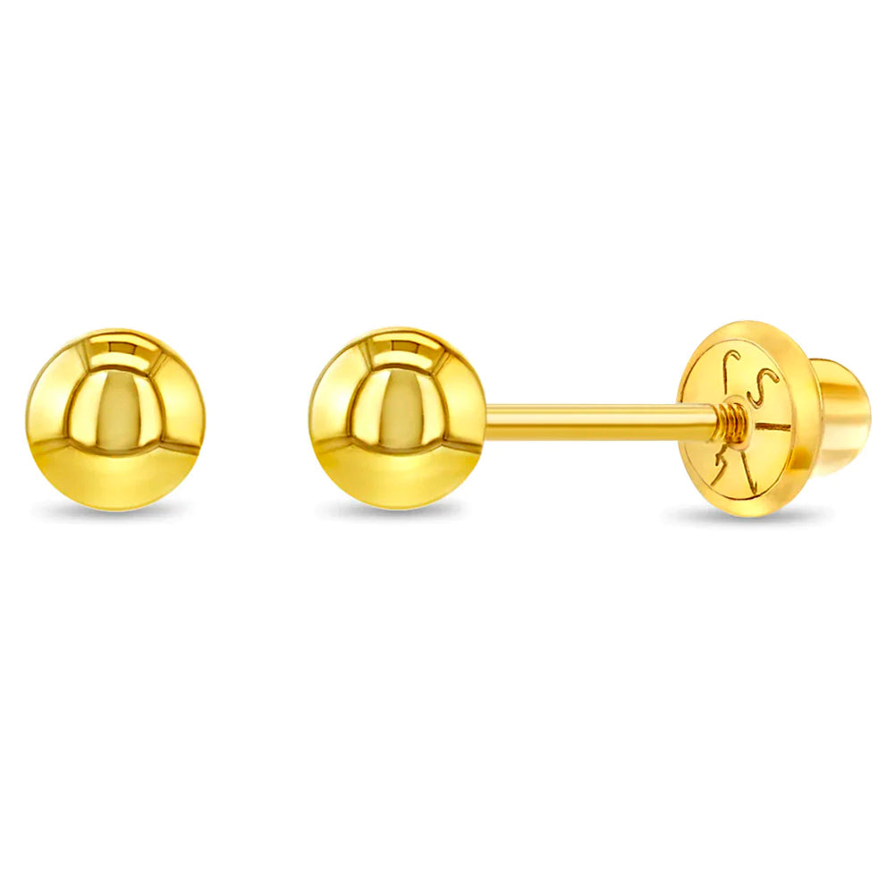 Kids 4MM Hollow Ball Stud Earrings - SHOPKURY.COM