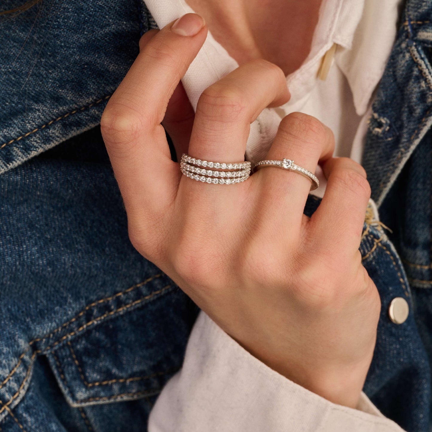 Tinsel Three Line Zirconia Ring by TI SENTO