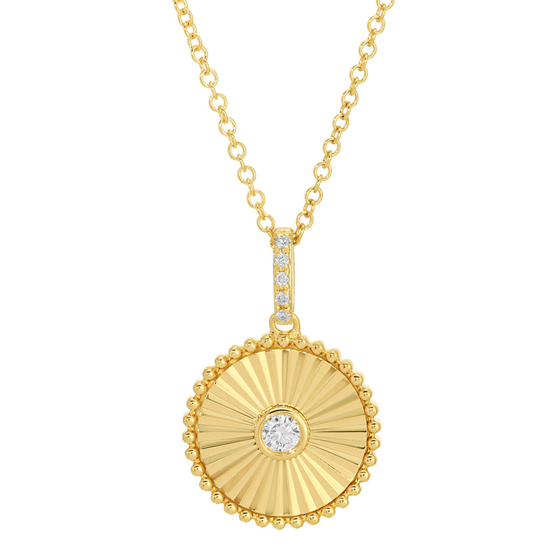Flutted Disk Diamonds Necklace - SHOPKURY.COM