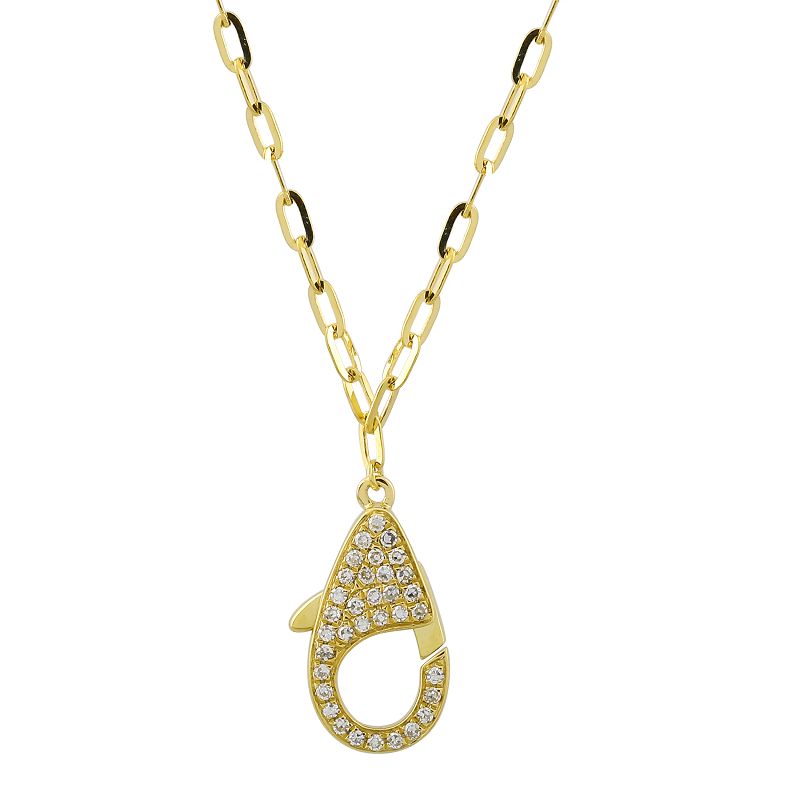 Paperclip Chain with Diamond Charm Carrier Necklace - SHOPKURY.COM