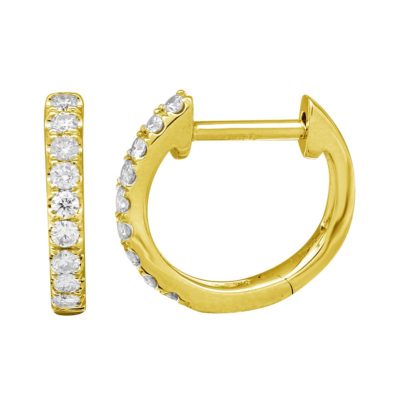12MM Diamond Huggie Earrings 14KY - SHOPKURY.COM